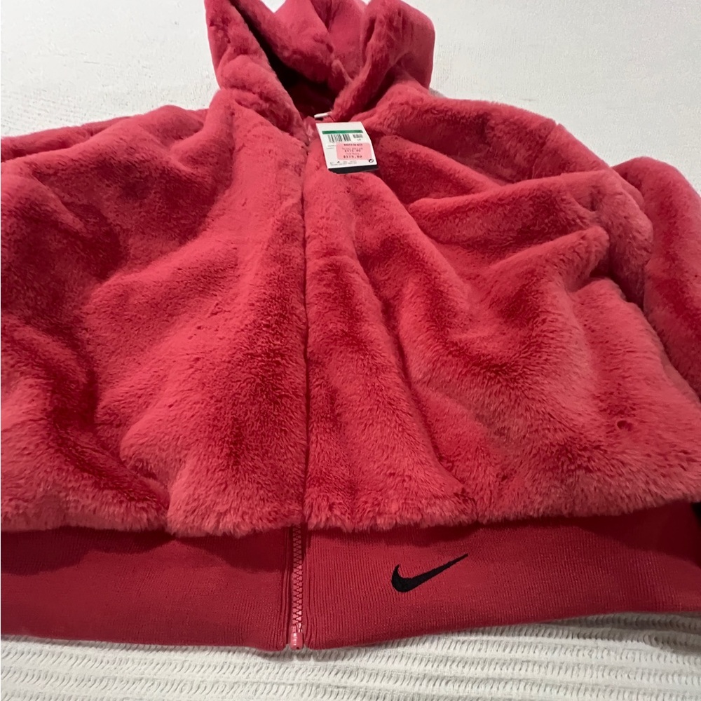 Nike Womens Sportswear Essential Faux Fur Jacket ‘ Archaeo Pink’ Size XL NWT - Picture 2 of 8